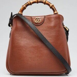 Gucci Brown Dollar Calfskin Leather Small Diana Shoulder Bag